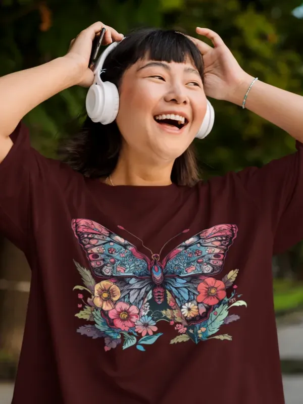 Maroon_Cotton_Oversized_Drop_Shoulder_Unisex_T-shirt_With_240_GSM_(Butterfly)