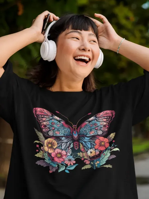 Black_Cotton_Oversized_Drop_Shoulder_Unisex_T-shirt_With_240_GSM_(Butterfly)