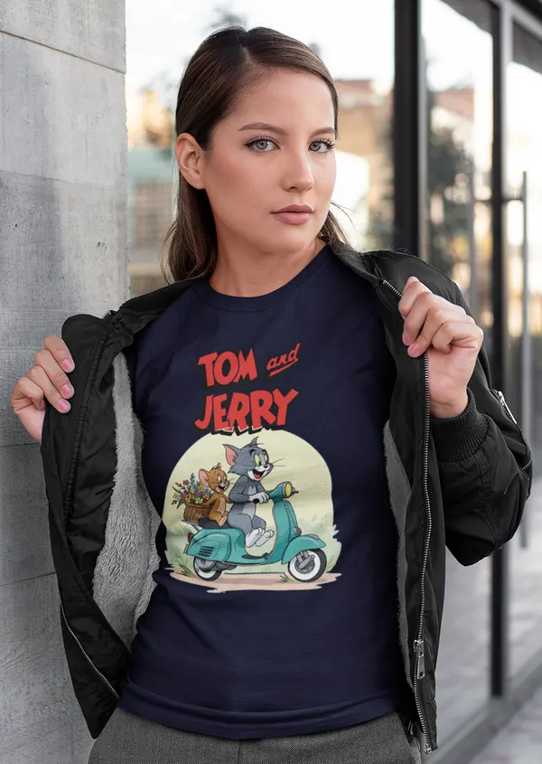 Darkest_Blue_Pure_Cotton_Oversized_Drop_Shoulder_Girls_T-shirt_With_240_GSM_(TomNJerryScooter)