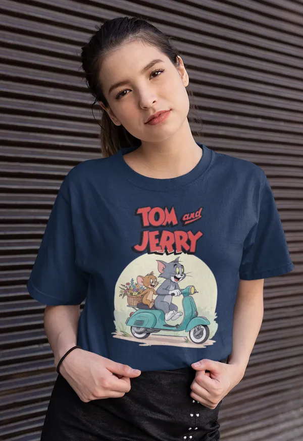 Darkest_Blue_Pure_Cotton_Oversized_Drop_Shoulder_Girls_T-shirt_With_240_GSM_(TomNJerryScooter)