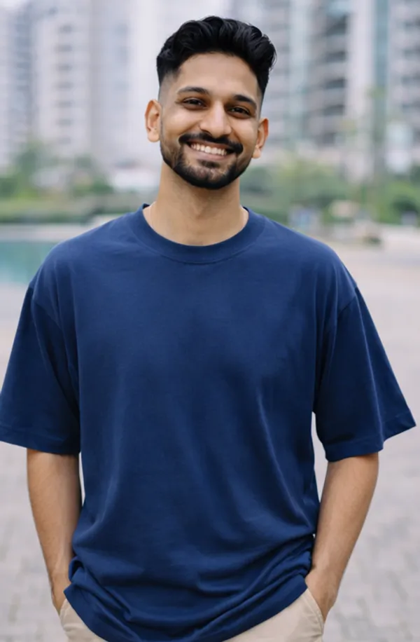 Solid_Navy_Colour_Pure_Cotton_Oversized_Drop_Shoulder_Unisex_240_GSM_T-shirt