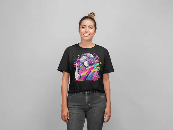 Black_Cotton_Oversized_Drop_Shoulder_Unisex_T-shirt_With_240_GSM_(Anime_Headphone)
