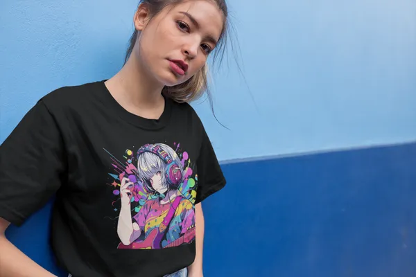 Black_Cotton_Oversized_Drop_Shoulder_Unisex_T-shirt_With_240_GSM_(Anime_Headphone)