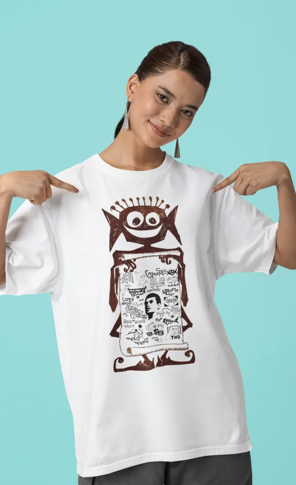 Unisex_Off_White_Bengali_Ray_Collection_-_Pure_Cotton_Oversized_Drop_Shoulder_T-Shirt_(240_Gsm)_(Bhuter_Raja_Dilo_Bor)