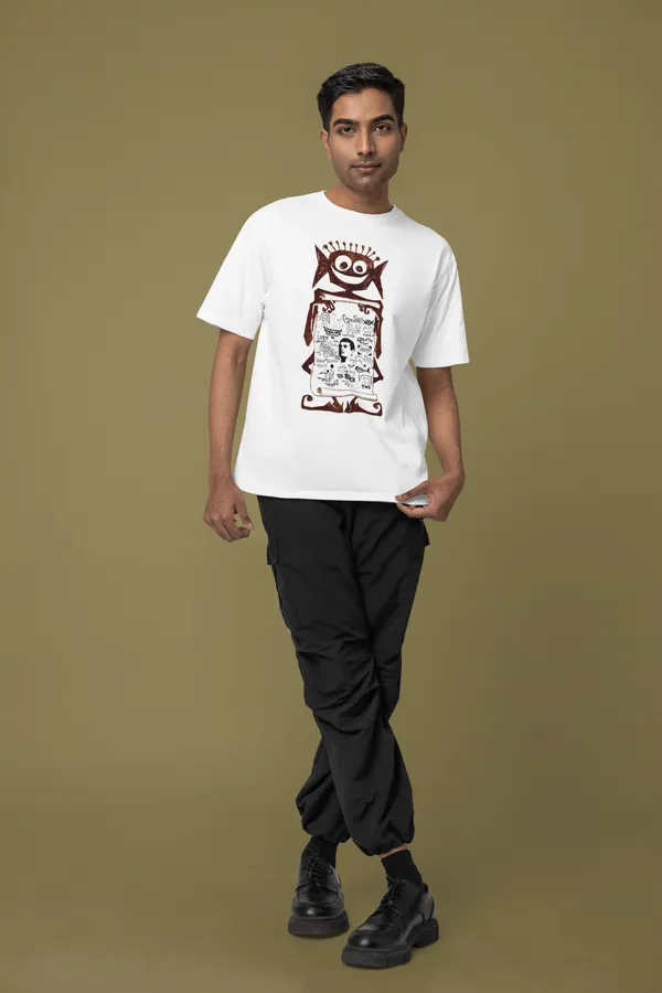 Unisex_Off_White_Bengali_Ray_Collection_-_Pure_Cotton_Oversized_Drop_Shoulder_T-Shirt_(240_Gsm)_(Bhuter_Raja_Dilo_Bor)