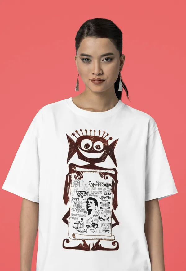 Unisex_Off_White_Bengali_Ray_Collection_-_Pure_Cotton_Oversized_Drop_Shoulder_T-Shirt_(240_Gsm)_(Bhuter_Raja_Dilo_Bor)