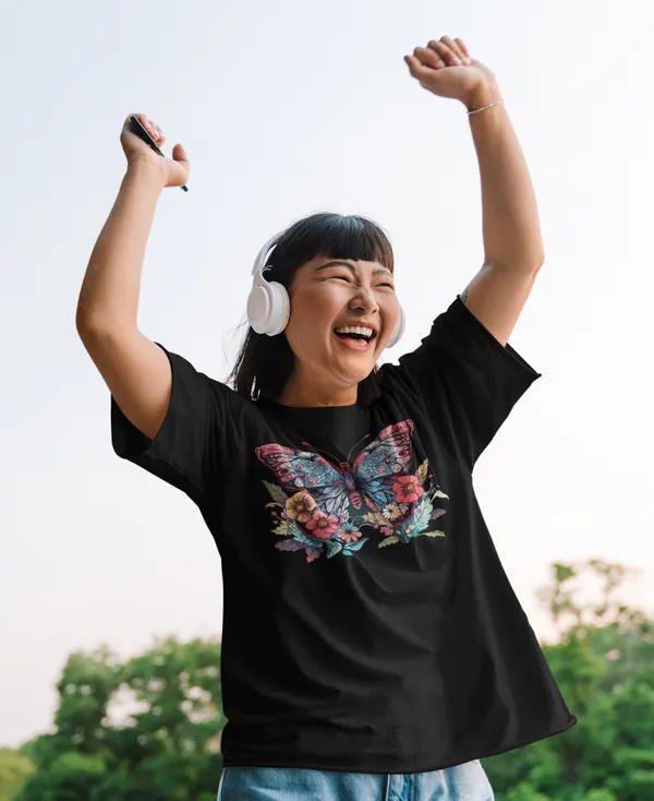 Black_Cotton_Oversized_Drop_Shoulder_Unisex_T-shirt_With_240_GSM_(Butterfly)