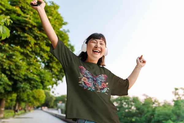 Forest_Green_Cotton_Oversized_Drop_Shoulder_Unisex_T-shirt_With_240_GSM_(Butterfly)