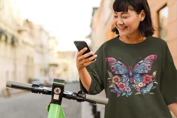 Forest_Green_Cotton_Oversized_Drop_Shoulder_Unisex_T-shirt_With_240_GSM_(Butterfly)