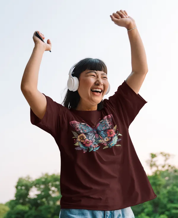 Maroon_Cotton_Oversized_Drop_Shoulder_Unisex_T-shirt_With_240_GSM_(Butterfly)