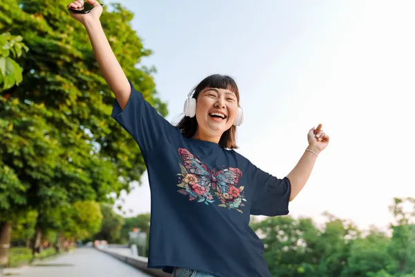 Darkest_Blue_Cotton_Oversized_Drop_Shoulder_Unisex_T-shirt_With_240_GSM_(Butterfly)