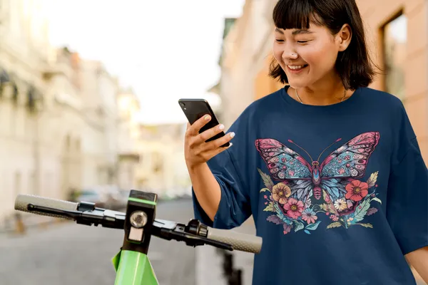 Darkest_Blue_Cotton_Oversized_Drop_Shoulder_Unisex_T-shirt_With_240_GSM_(Butterfly)