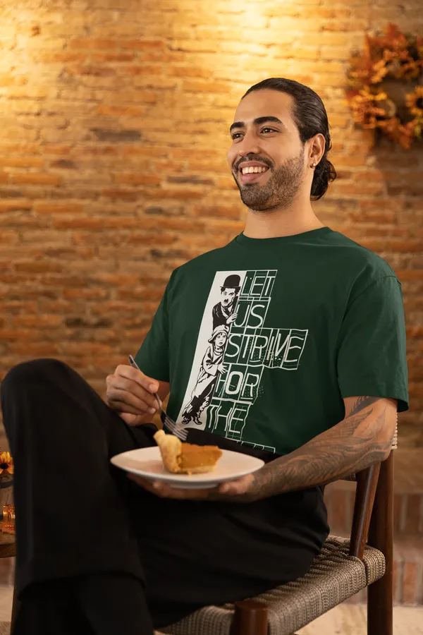 Forest_Green_Pure_Cotton_Oversized_Drop_Shoulder_Unisex_T-shirt_With_240_GSM_(Charlie_Chaplin)