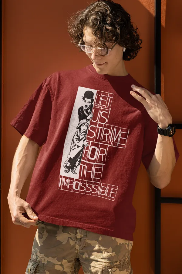 Maroon_Pure_Cotton_Oversized_Drop_Shoulder_Unisex_T-shirt_With_240_GSM_(Charlie_Chaplin)