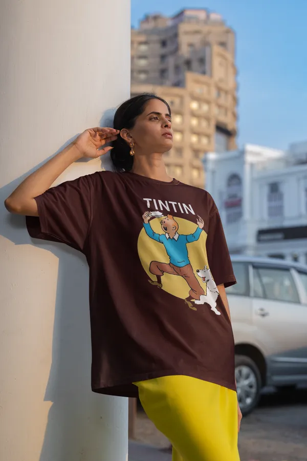 Maroon_Pure_Cotton_Oversized_Drop_Shoulder_Unisex_T-shirt_With_240_GSM_(Tintin)