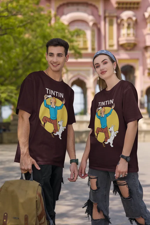 Maroon_Pure_Cotton_Oversized_Drop_Shoulder_Unisex_T-shirt_With_240_GSM_(Tintin)