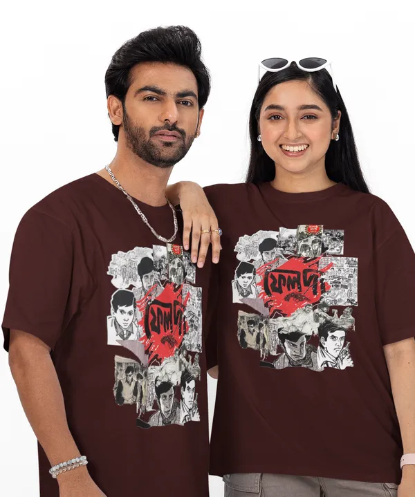 Unisex_Black_Bengali_Ray_Collection_-_Pure_Cotton_Oversized_Drop_Shoulder_T-Shirt_(240_Gsm)_(Feluda_Books_Collage)
