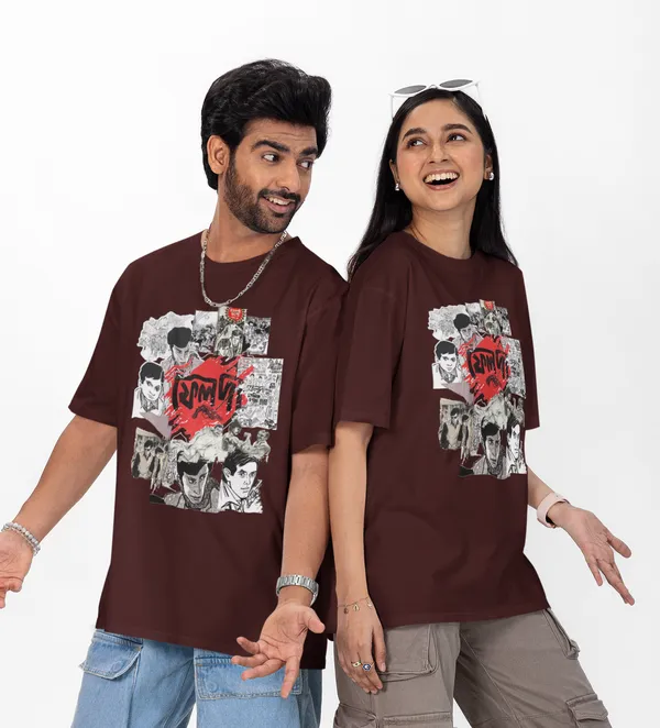 Unisex_Black_Bengali_Ray_Collection_-_Pure_Cotton_Oversized_Drop_Shoulder_T-Shirt_(240_Gsm)_(Feluda_Books_Collage)