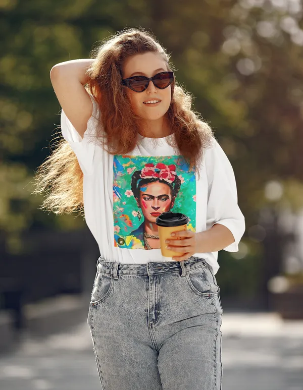 Off_White_Cotton_Oversized_Drop_Shoulder_Unisex_T-shirt_With_240_GSM_(Frida_Kahlo_Self_Portrait)