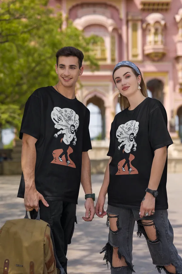 Black_Pure_Cotton_Oversized_Drop_Shoulder_Unisex_T-shirt_With_240_GSM_(Haddock)