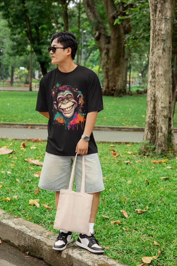 Black_Cotton_Oversized_Drop_Shoulder_Unisex_T-shirt_With_240_GSM_(Monkey)