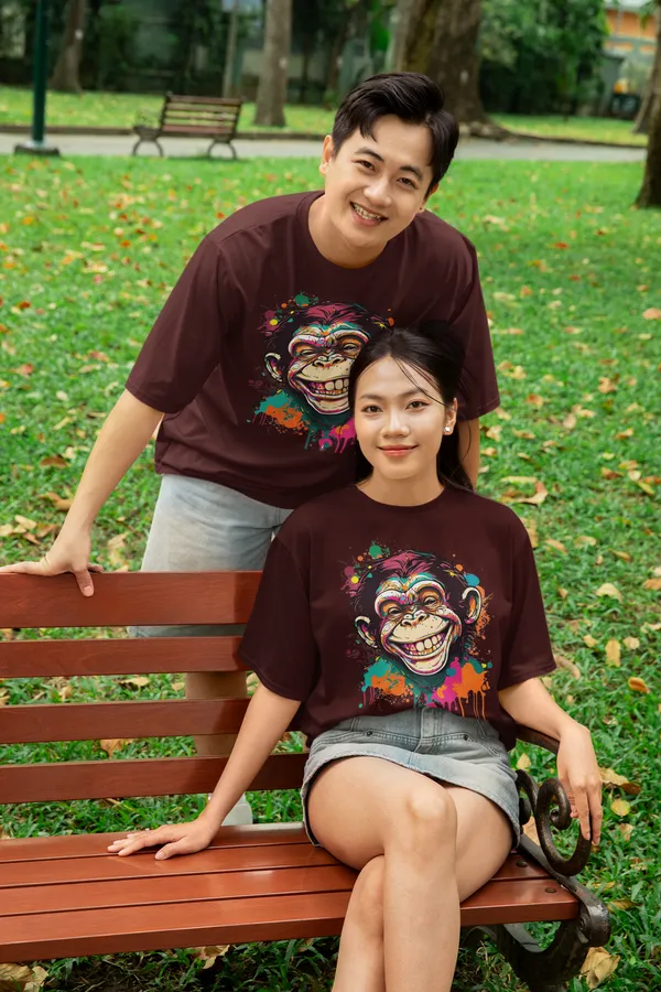 Maroon_Cotton_Oversized_Drop_Shoulder_Unisex_T-shirt_With_240_GSM_(Monkey)