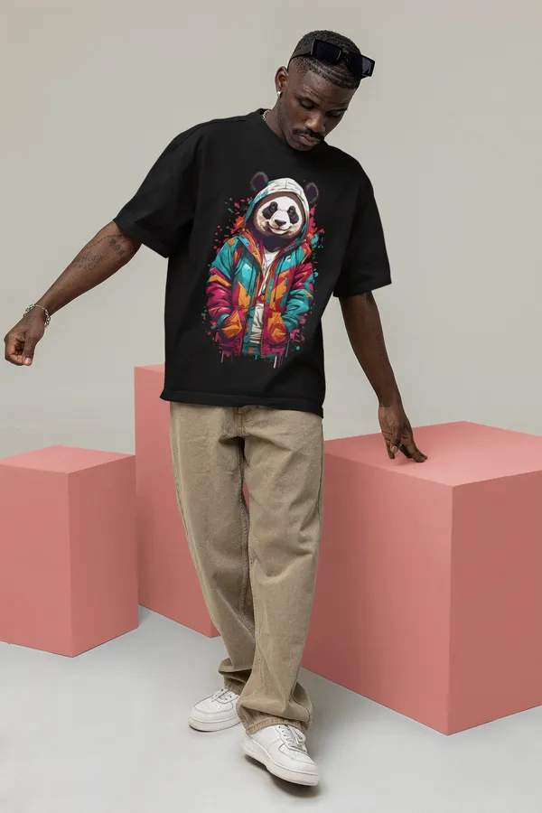 Black_Cotton_Oversized_Drop_Shoulder_Unisex_T-shirt_With_240_GSM_(Panda)