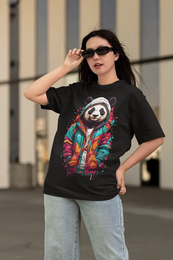 Black_Cotton_Oversized_Drop_Shoulder_Unisex_T-shirt_With_240_GSM_(Panda)