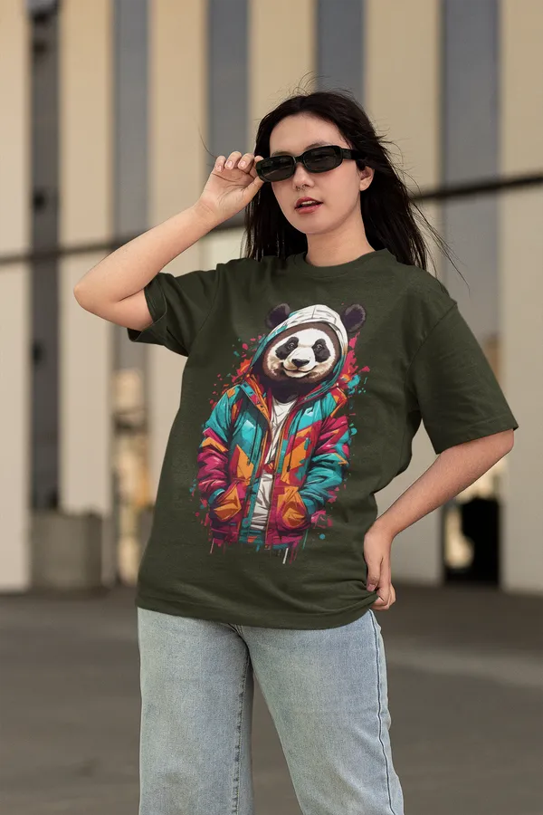 Forest_Green_Cotton_Oversized_Drop_Shoulder_Unisex_T-shirt_With_240_GSM_(Panda)