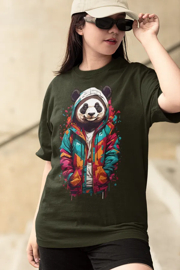 Forest_Green_Cotton_Oversized_Drop_Shoulder_Unisex_T-shirt_With_240_GSM_(Panda)