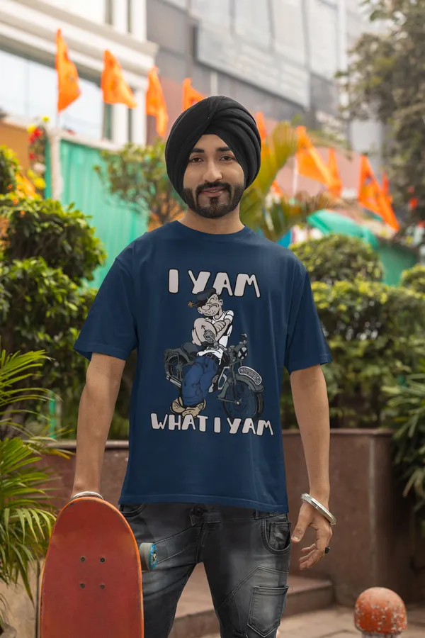 Darkest_Blue_Cotton_Oversized_Drop_Shoulder_Unisex_T-shirt_With_240_GSM_(Popeye_The_Sailor)