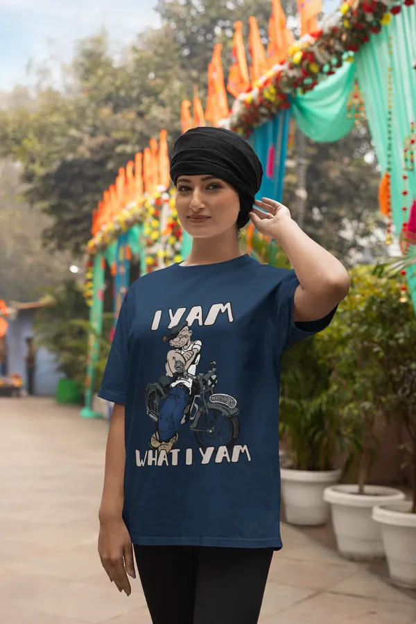 Darkest_Blue_Cotton_Oversized_Drop_Shoulder_Unisex_T-shirt_With_240_GSM_(Popeye_The_Sailor)