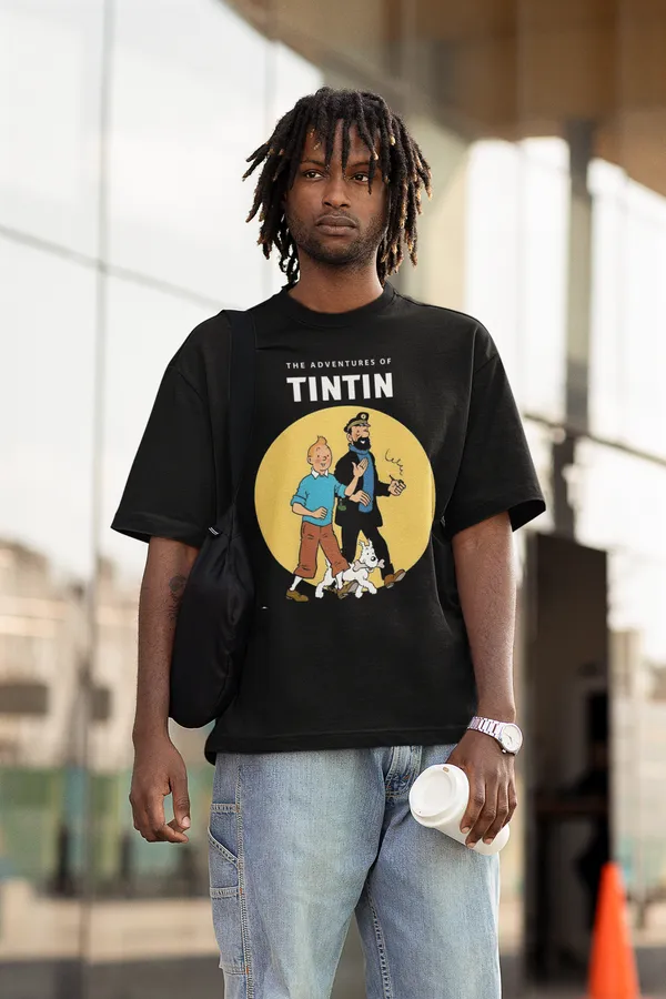 Black_Cotton_Oversized_Drop_Shoulder_T-shirt_With_240_GSM_(Adventure_Of_Tintin)_For_Men