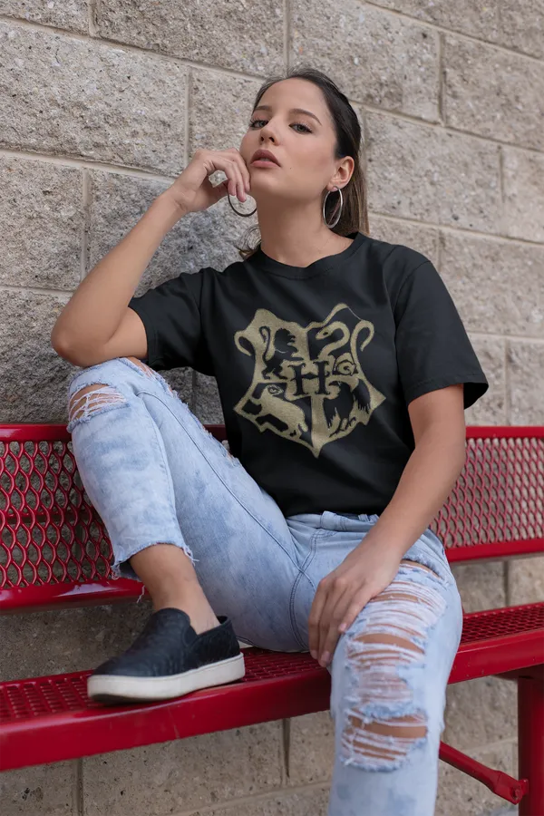 Black_Pure_Cotton_Oversized_Drop_Shoulder_Unisex_T-shirt_With_240_GSM_(Harry_Potter_All_House_Logo)