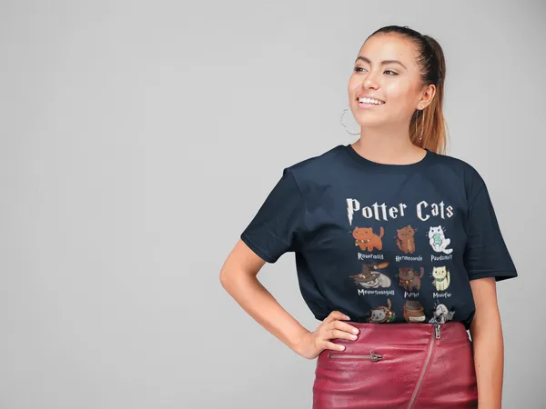 Darkest_Blue_Pure_Cotton_Oversized_Drop_Shoulder_Women_T-shirt_With_240_GSM_(Potter_Cats)