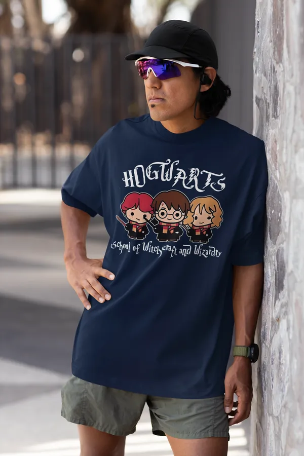 Darkest_Blue_Pure_Cotton_Oversized_Drop_Shoulder_Unisex_T-shirt_With_240_GSM_(Harry_Potter_Hogwarts)