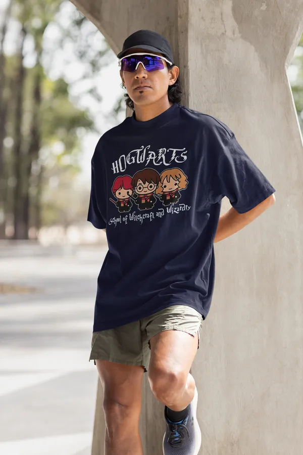 Darkest_Blue_Pure_Cotton_Oversized_Drop_Shoulder_Unisex_T-shirt_With_240_GSM_(Harry_Potter_Hogwarts)