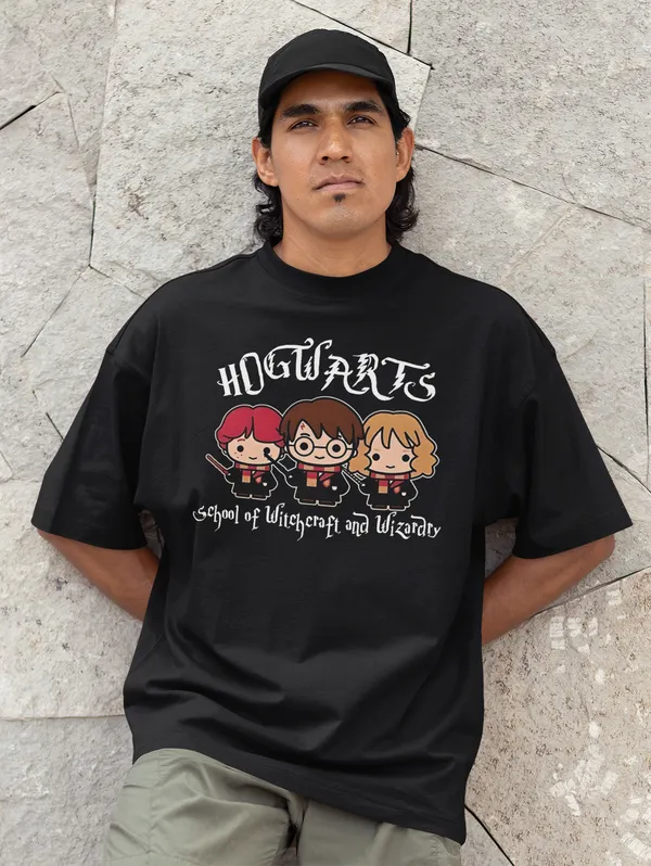Black_Pure_Cotton_Oversized_Drop_Shoulder_Unisex_T-shirt_With_240_GSM_(Harry_Potter_Hogwarts)