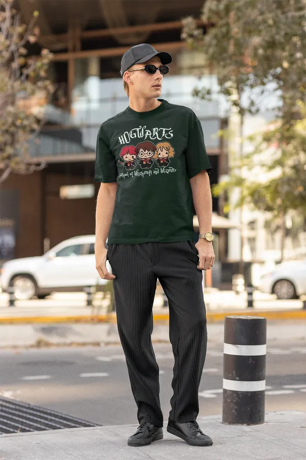 Forest_Green_Pure_Cotton_Oversized_Drop_Shoulder_Unisex_T-shirt_With_240_GSM_(Harry_Potter_Hogwarts)