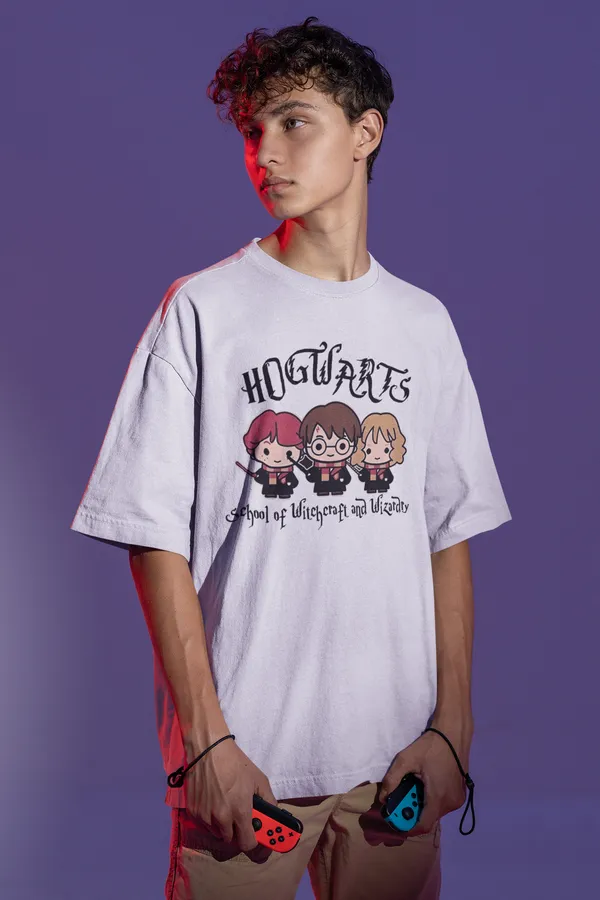 Off_White_Pure_Cotton_Oversized_Drop_Shoulder_Unisex_T-shirt_With_240_GSM_(Harry_Potter_Hogwarts)