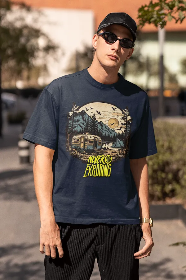 Navy_Pure_Cotton_Oversized_Drop_Shoulder_Men_T-shirt_With_240_GSM_(Never_Stop_Exploring_Travel_T_shirt)