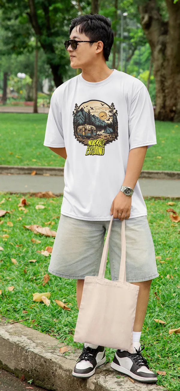 Off_White_Pure_Cotton_Oversized_Drop_Shoulder_Men_T-shirt_With_240_GSM_(Never_Stop_Exploring_Travel_T_shirt)
