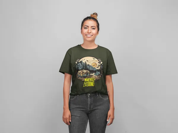 Forest_Green_Pure_Cotton_Oversized_Drop_Shoulder_women_T-shirt_With_240_GSM_(Never_Stop_Exploring_Travel_T_shirt)