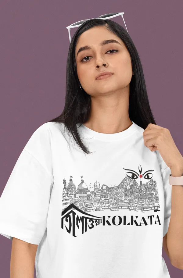 Off_White_Pure_Cotton_Oversized_Drop_Shoulder_T-Shirt_for_for_Unisex_(240_Gsm)_(Tilottama_Chokh_Kolkata_Design)