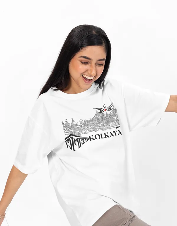 Off_White_Pure_Cotton_Oversized_Drop_Shoulder_T-Shirt_for_for_Unisex_(240_Gsm)_(Tilottama_Chokh_Kolkata_Design)