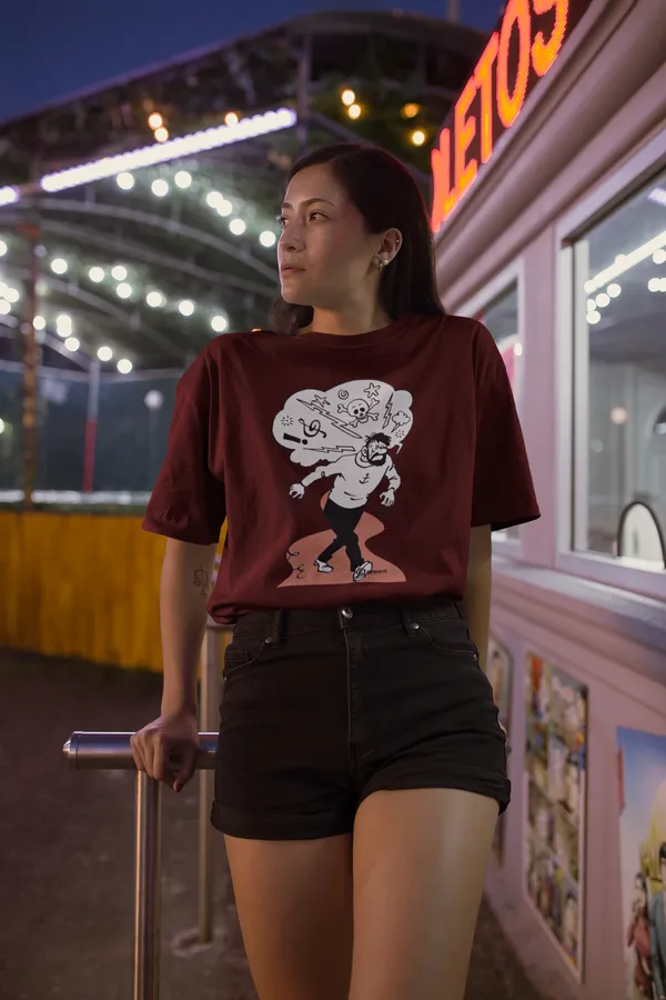 Maroon_Cotton_Oversized_Drop_Shoulder_Unisex_T-shirt_With_240_GSM_(Angry_Captain_Haddock)
