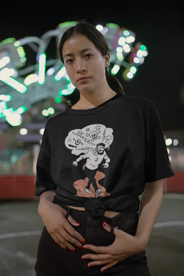 Black_Cotton_Oversized_Drop_Shoulder_Unisex_T-shirt_With_240_GSM_(Angry_Captain_Haddock)