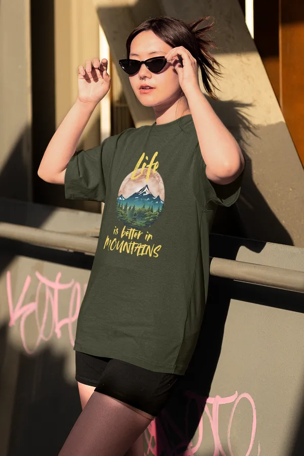 Navy_Pure_Cotton_Oversized_Drop_Shoulder_Women_T-shirt_With_240_GSM_(Travel_Tshirt_Life_in_Mountain)