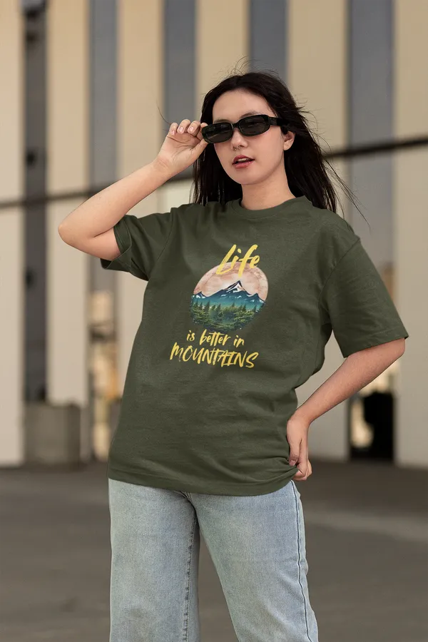 Navy_Pure_Cotton_Oversized_Drop_Shoulder_Women_T-shirt_With_240_GSM_(Travel_Tshirt_Life_in_Mountain)