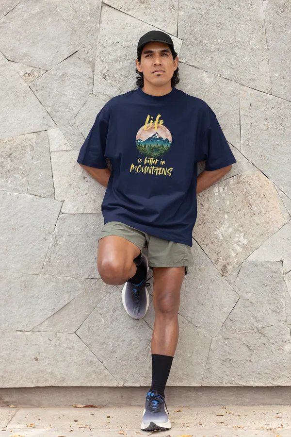 Navy_Pure_Cotton_Oversized_Drop_Shoulder_Men_T-shirt_With_240_GSM_(Travel_Tshirt_Life_in_Mountain)